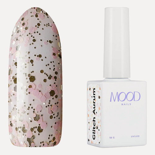 Изображение товара Гель-лак, MOODNAIL, Gel-Polish Glitch Aurum, 10 г