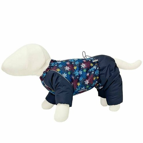 Комбинезон для собак OSSO Fashion - Снежинка, синтепон, мальчик, 25 см, синий с принтом, 1 шт