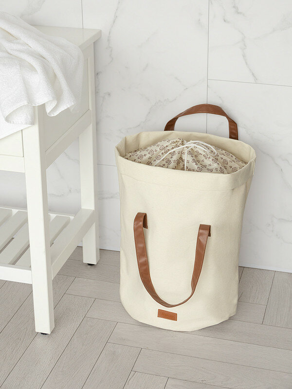 фото Корзина для белья DeNASTIA Нежность, 35x35x47, молочный