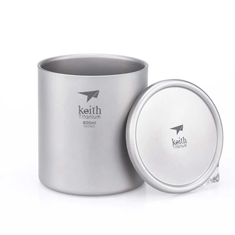 Титановые чашки и кружки Keith, кружки с двойными стенками для питья чая, кофе, горячего супа, костюм для путешествий и кемпинга, чашки 600 мл, 600ML