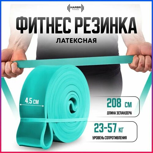 Резинки для фитнеса HARBR FITNESS резина, эспандер ленточный синий с нагрузкой до 57 кг