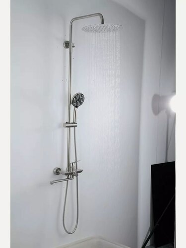 Изображение товара Душевая стойка со смесителем Frap F24806 с тропическим душем, цвет сатин