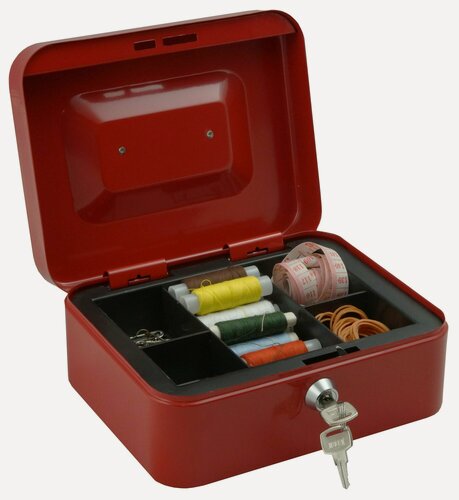 Изображение товара Шкатулка / Ящик для денег, денежный ящик, кэшбокс, тайник MB 2 из металла, красный