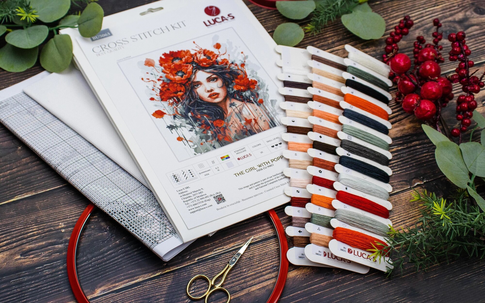 Набор для вышивания Luca-S BU5063 Девушка с маками — фото 1
