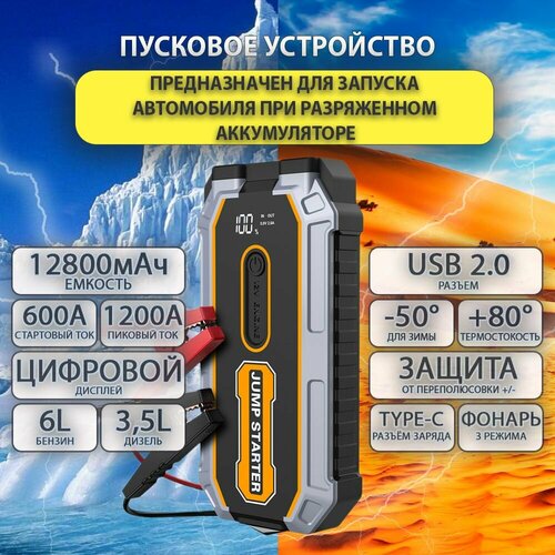 Портативное пусковое зарядное устройство бустер 12800mAh 1200A 4196₽