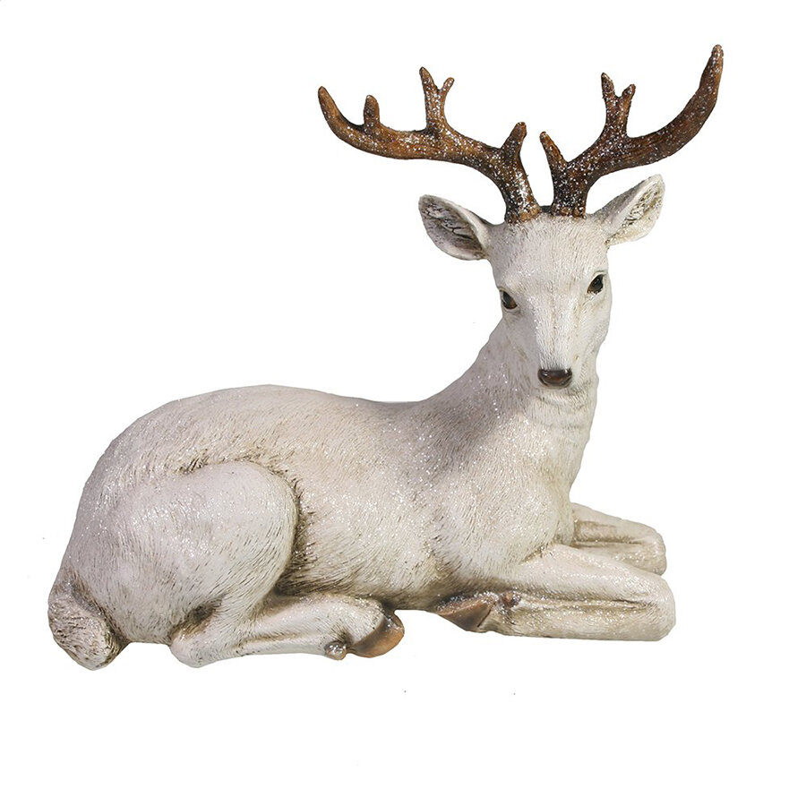 Фигура декоративная Олень цв. белый 22*10*19см KSMR-715250/D117