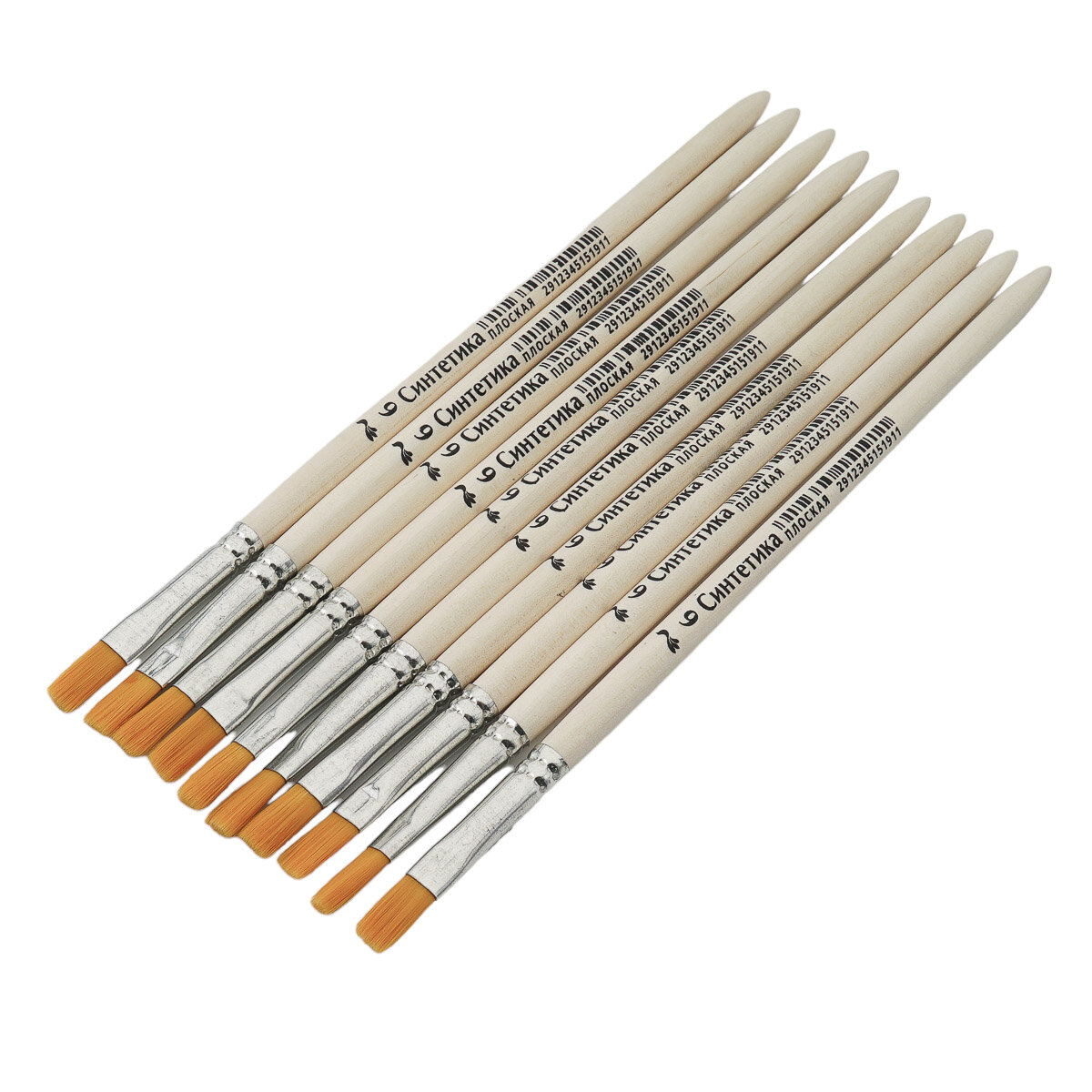 Кисти для рисования плоские Артком №6, синтетические, 10 штук — фото 1