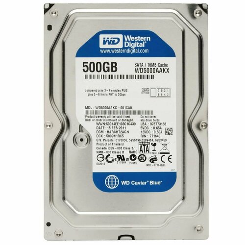 Жесткий диск для настольного ПК WD Blue 3, 5 дюйма, 500Гб, SATA III