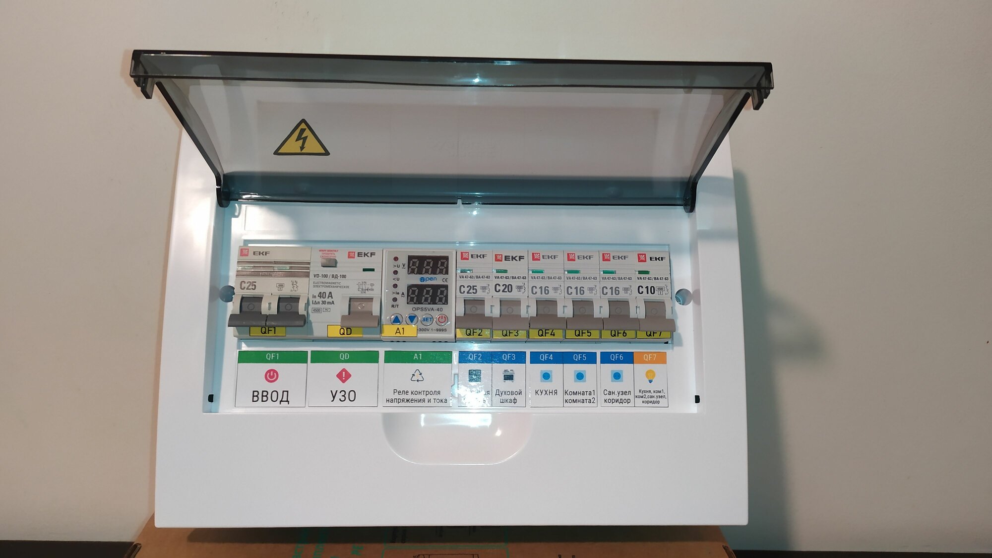 Электрощит в сборе встраиваемый 12 модулей V.1 25А