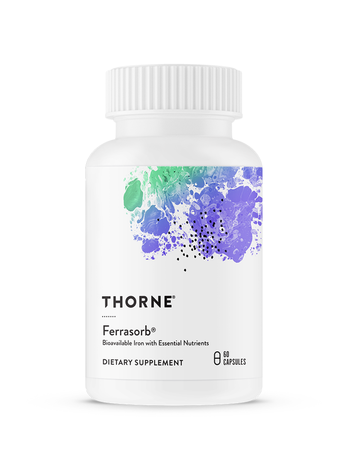 Thorne Research, Ferrasorb, железо с кофакторами, высокая степень усвояемости, 60 капсул