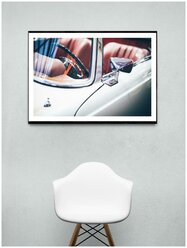 Постер / Плакат / Картина Ослепительный белый кабриалет 60x90 см в раме