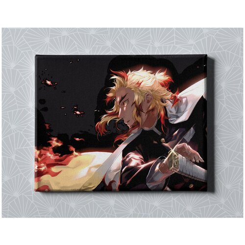 Интерьерный постер на стену для дома, в подарок / Картина на холсте для интерьера - Аниме Клинок рассекающий демонов. Кёджуро Ренгоку, размер 40х50см