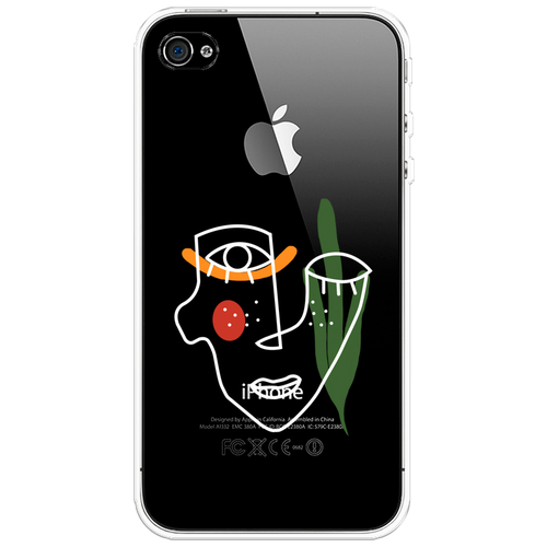Силиконовый чехол на Apple iPhone 4/4S / Айфон 4/4S Минималистичный принт белый, прозрачный силиконовый чехол на apple iphone 4 4s айфон 4 4s сотворение адама