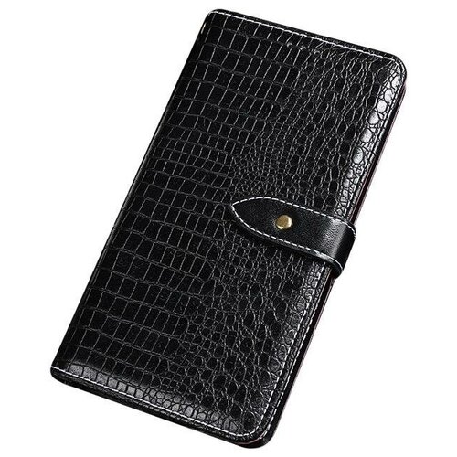 фото Чехол-книжка mypads для vivo x30 pro с фактурной прошивкой рельефа кожи крокодила с застежкой и визитницей черный