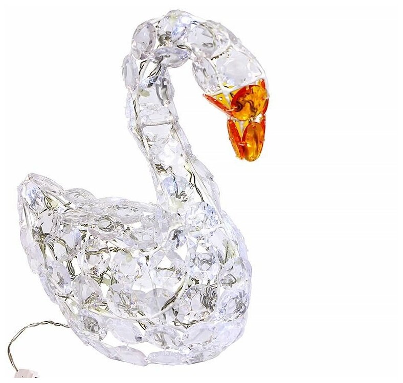 Kaemingk (Lumineo), Лебедь светящийся хрустальный, акрил, 30 см, 32 холодных белых LED ламп 371519/61033