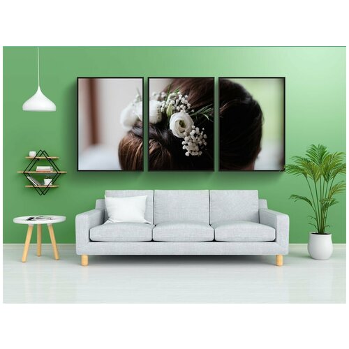 фото Набор модулных постеров для интерьера "невеста, волосы, свадьба" 60x90 см. в тубусе, без рамки lotsprints