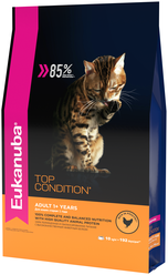 Сухой корм для кошек Eukanuba Top Condition, для здоровья кожи и блеска шерсти, с домашней птицей 10 кг