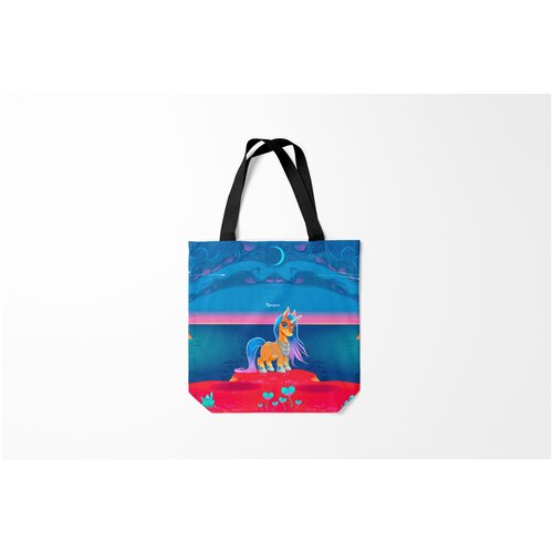 фото Сумка-шоппер / 40х40 см / девушкам / красивые рисунки принцесса единорог burnettie