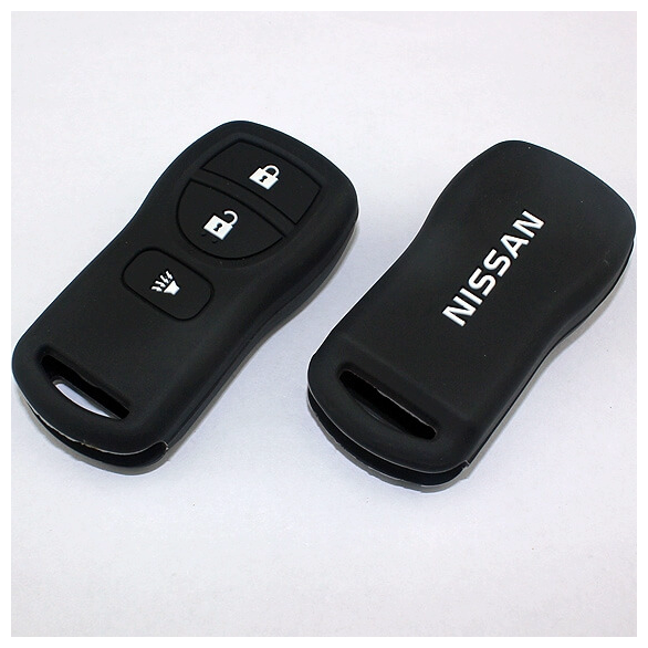 Силиконовый чехол на ключ для Nissan Qashqai/ Tiida/ X-Trail (Черный (3к-2м))