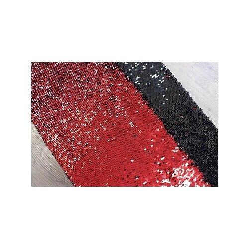 Ткань с пайетками, ( двусторонними) красный/черный , плотная основа 100*130 см