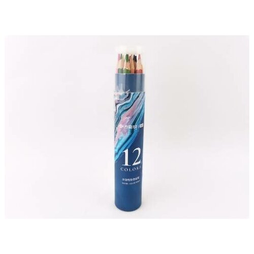 набор цветных акварельных карандашей морской конек 12 цв Набор цветных акварельных карандашей 12 шт, в тубусе, грифель 2.9 мм. / цветные карандаши
