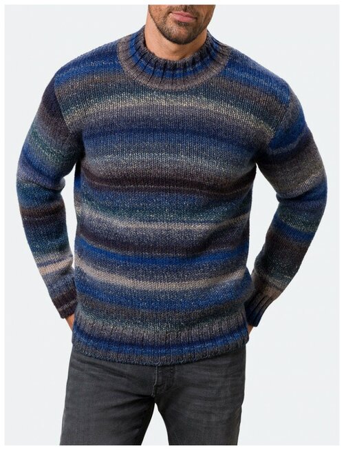 Пуловер Pierre Cardin, шерсть, силуэт прямой, удлиненный, трикотажный, размер L, синий