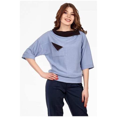 Блуза  Setty'S Collection, повседневный стиль, трикотажная, размер 50, голубой