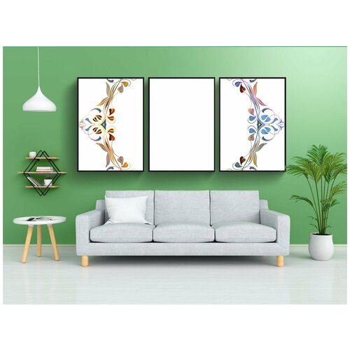 фото Набор модулных постеров для интерьера "декоративный, орнаментальный, цветочный" 60x90 см. в тубусе, без рамки lotsprints