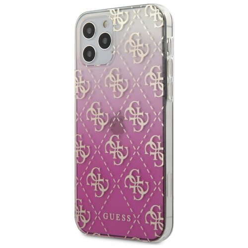 фото Пластиковый чехол-накладка для iphone 12 pro max guess pc/tpu 4g hard gradient, розовый (guhcp12lpcu4ggpi)