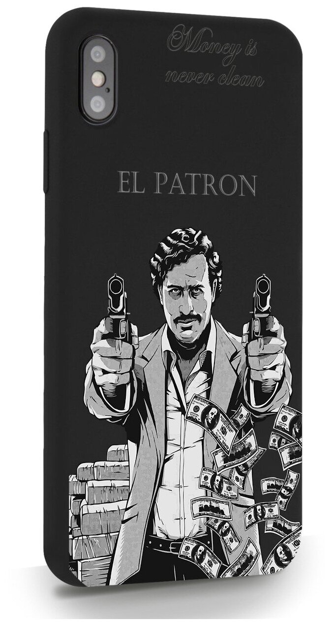 Черный силиконовый чехол MustHaveCase для iPhone XsMax El Patron Pablo Escobar Пабло Эскобар для Айфон 10С Макс Противоударный