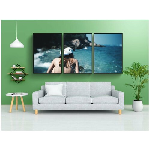 фото Набор модулных постеров для интерьера "летом, женщина, девочка" 60x90 см. в тубусе, без рамки lotsprints