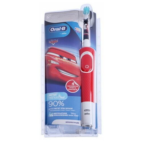 Электрическая зубная щетка Kids Cars 3710 вращательная 7600 обмин красная 334700₽