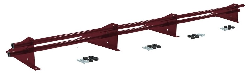 фото Снегозадержатель трубчатый универсальный RAL 3005 3 м /Снегозадержатель для металлочерепицы Компл: 2 трубы по 3м и 4 кронштейна с крпеплением.