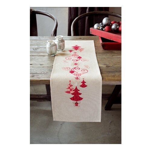 фото Дорожка красные рождественские украшения набор для вышивания vervaco pn-0144712