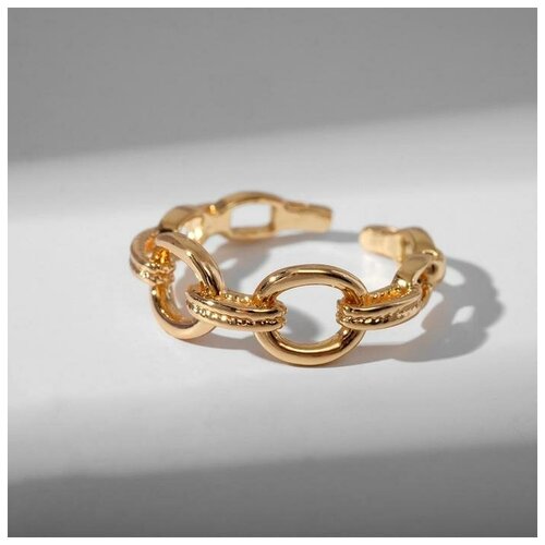 Кольцо, золотой кольцо звенья широкое цвет золото безразмерное