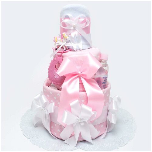 драгоценное румяное платье для малышки haute baby розовый Большой торт из подгузников для девочки Розовый зефир на выписку из роддома, с одеждой и пеленками, трехъярусный