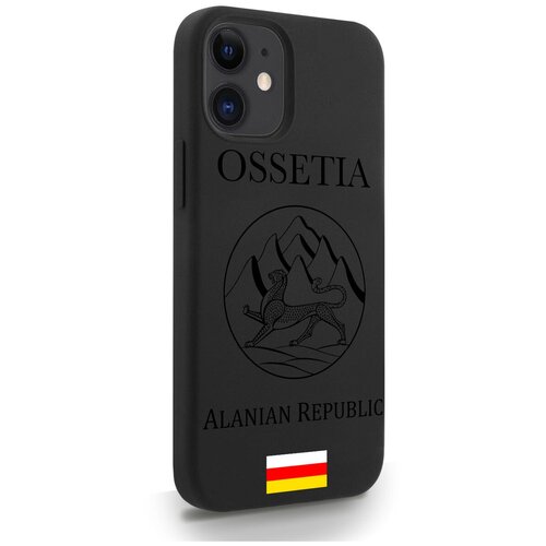 Черный силиконовый чехол MustHaveCase для iPhone 12 Mini Черный лаковый Герб Северной Осетии для Айфон 12 Мини Противоударный