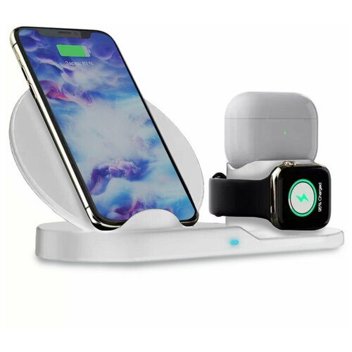 Беспроводная зарядная станция 3 в 1 iPower Pro 101w (iPhone+Apple Watch+AirPods) белая