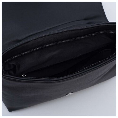 Сумка-мессенджер, отдел на клапане, наружный карман, длинный ремень, цвет чёрный Miss Bag черный  