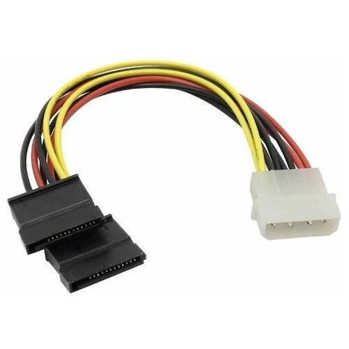 Переходник питания Orient C908 Molex штекер на 2 SATA гнезда - кабель 16 см переходник питания orient c574 sata m f штекер на 2 sata угловых гнезда кабель 15 см