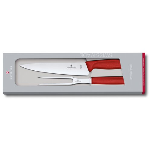 Набор для разделки мяса VICTORINOX Swiss Classic, нож 19 см и вилка 15 см, красная рукоять Victorinox MR-6.7131.2G