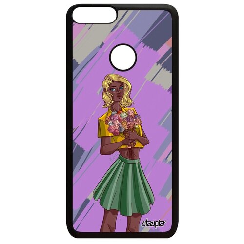 фото Защитный чехол для // huawei p smart 2018 // "девушка и цветы" портрет дизайн, utaupia, фиолетовый