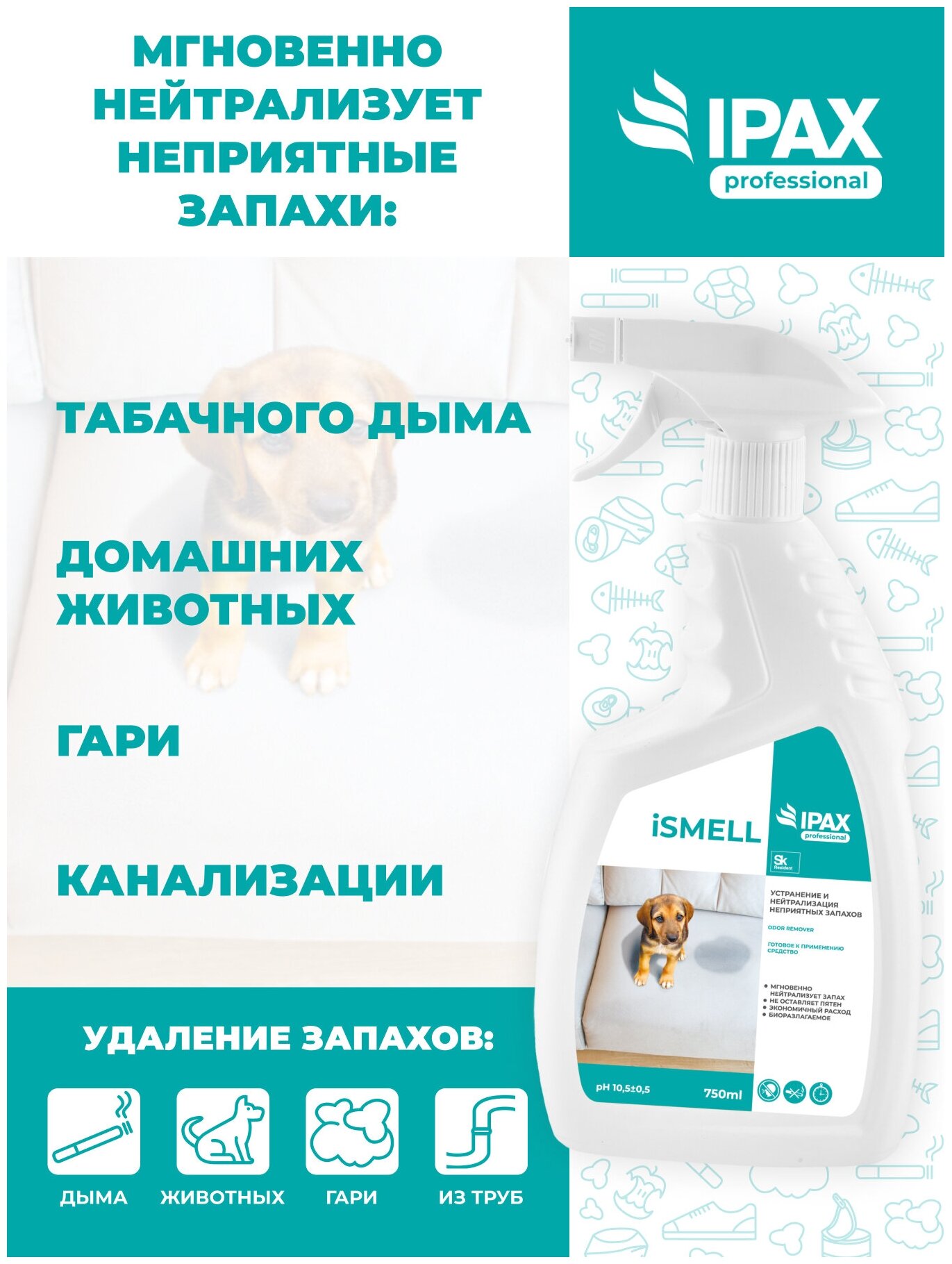 Освежитель воздуха iSmell, удаление запаха, устранение неприятного запаха, нейтрализатор запахов для дома, офиса, бытовая химия, 750мл