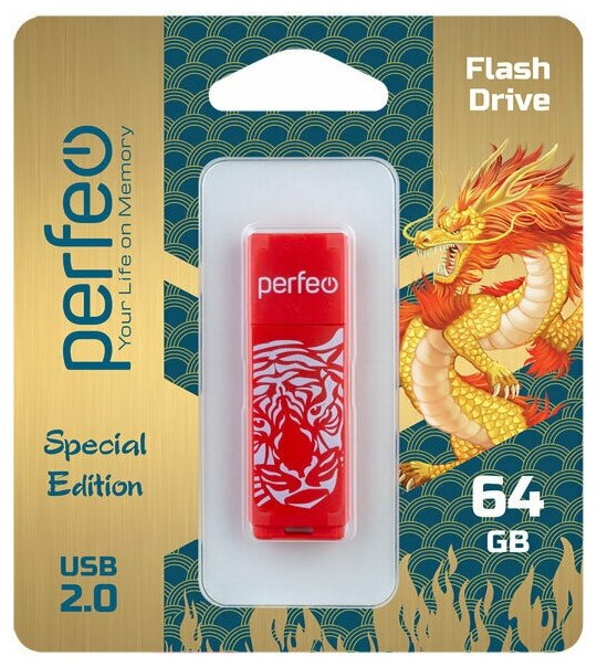 Флеш Perfeo USB 64GB C04 Red Tiger