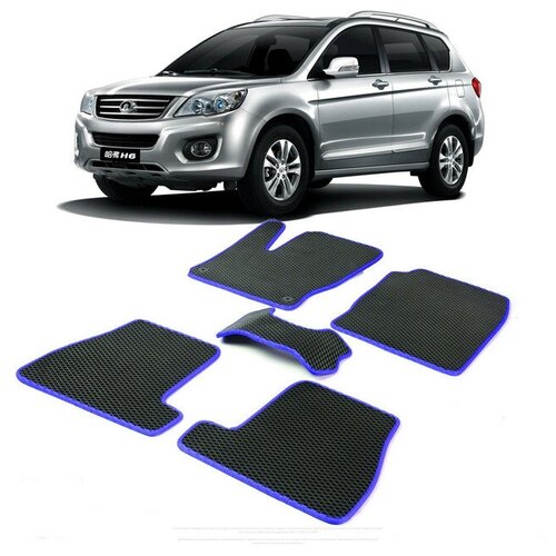 Коврики EVA ЕВА ЭВА в салон автомобиля GREAT WALL HOVER H6 Грит Грет Вол Волл Ховер Н6 н 6 2011-2017 г. черный кант