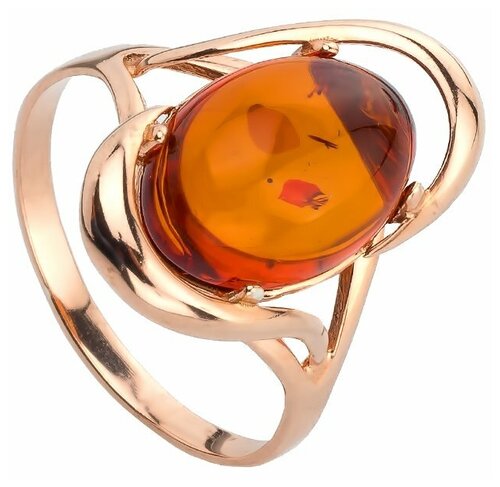 Кольцо Amberprofi, янтарь, размер 19, золотой, оранжевый