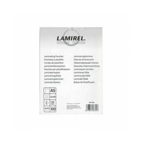 Lamirel LA-7865801 пленка для ламинирования fellowes 75мкм a5 100 штук глянцевая lamirel la 78657