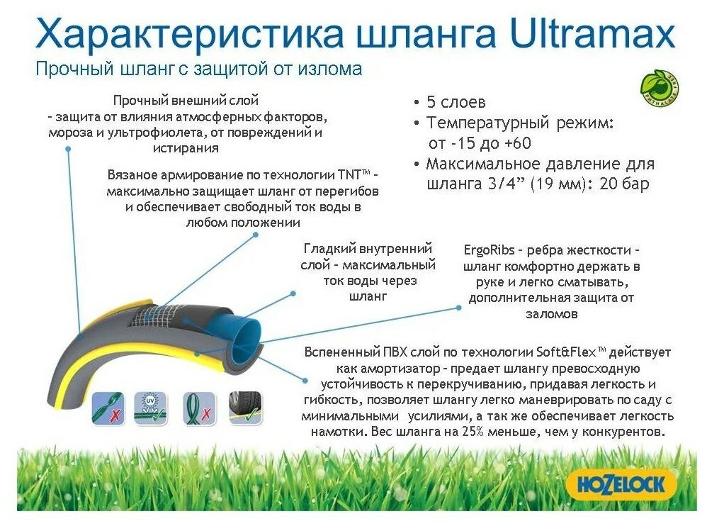 Шланг садовый HOZELOCK Tricoflex Ultramax 19мм х 25м - фото №3