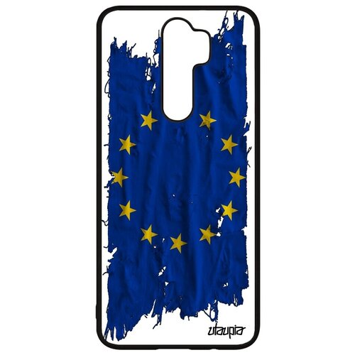 фото Защитный чехол на мобильный // xiaomi redmi note 8 pro // "флаг европы на ткани" государственный стиль, utaupia, белый
