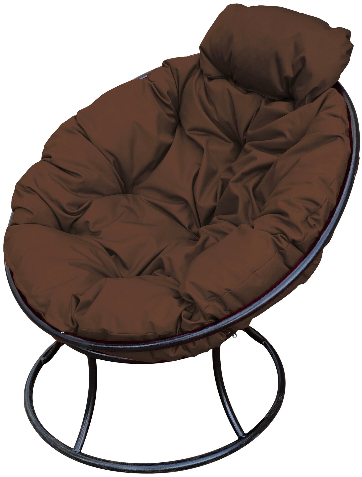 Кресло m-group папасан мини чёрное, коричневая подушка - фотография № 1